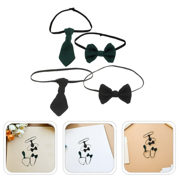 OUNONA 4-Pack Small Fabric Bow Ties for Dolls, Assorted Colors, Easy to Wear Doll Accessories
