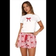 thumbnail image 3 of Conjunto de Pijama para Mujer Y2K, Conjunto de Pijama para Niña, Camiseta de Corta, Top Corto Estampado y Pantalones Cortos, Conjunto de Pijama de 2 Piezas. Rojo S, 3 of 8