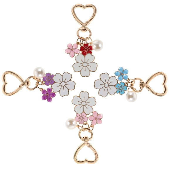 AURARMLET Set of 4 Heart-Shaped Alloy Keychains, Decorative Bag Charms for Purses, Backpacks, and Daily Use Accessories