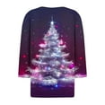thumbnail image 4 of FDGIU Women's Christmas Tree Shirt 2025, Cute Print 3/4 Sleeve Crewneck Tunic Top for Holiday Casual Outfit Gifts, 4 of 5