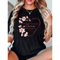 thumbnail image 1 of Women'S Inspirational Graphic T-Shirt, Polyester Blend, Casual Crew Neck, Medium Stretch Knit Fabric, with Floral and Butterfly Heart Design, for All Seasons, 1 of 6