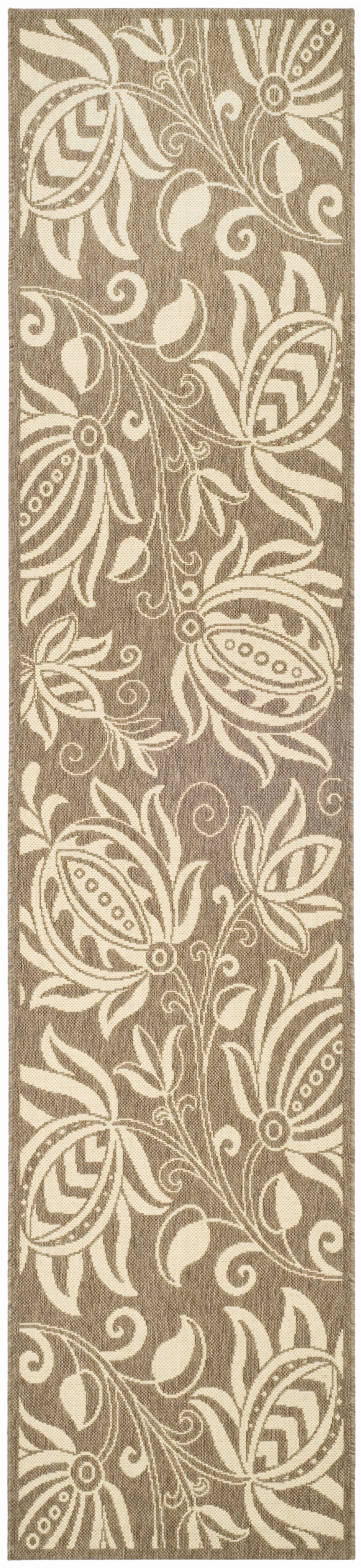 Safavieh Courtyard Crystal Floral Indoor/Outdoor Runner Rug, Brown/Natural, 2'3" x 10'