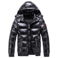 thumbnail image 6 of Men's Coats Autumn Winter Solid Color Shiny Long Sleeved Hooded Jacket Parkas Soft Warmth Down Jackets, 6 of 9