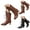 Black, variant on Victorian Boots for Women Vintage Granny Mid Calf Booties Lace up Block Heel Goth Punk Shoes