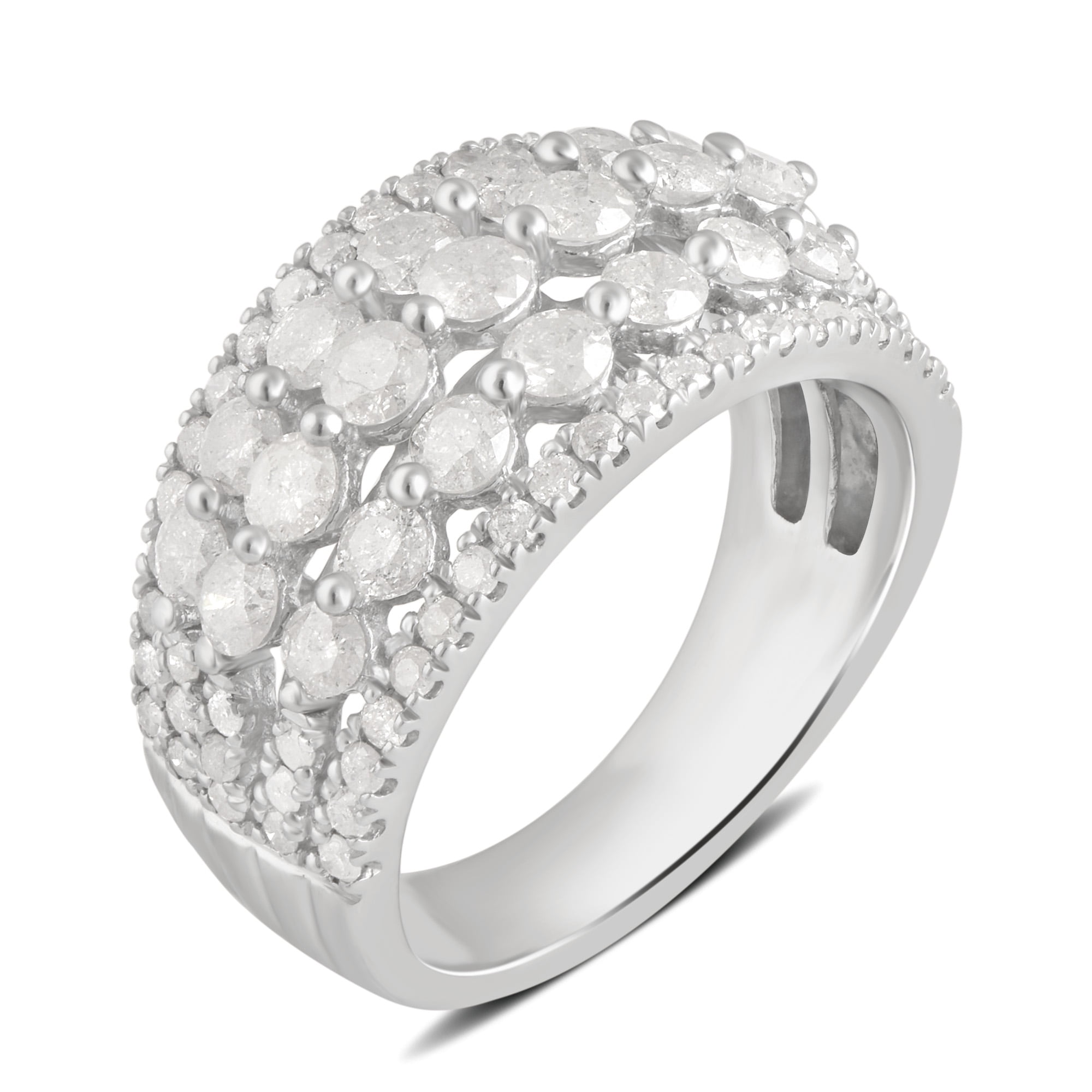2.00 Carat T.W Diamond Sterling Silver Anniversary Ring. (I-J/I2-I3)