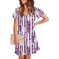 thumbnail image 4 of Rollbacks & More GaThRRgYP Women's Boho Short Sleeve Dress,Women's Fashion Summer Print Short-sleeved V-neck Casual Dress Purple M, 4 of 8