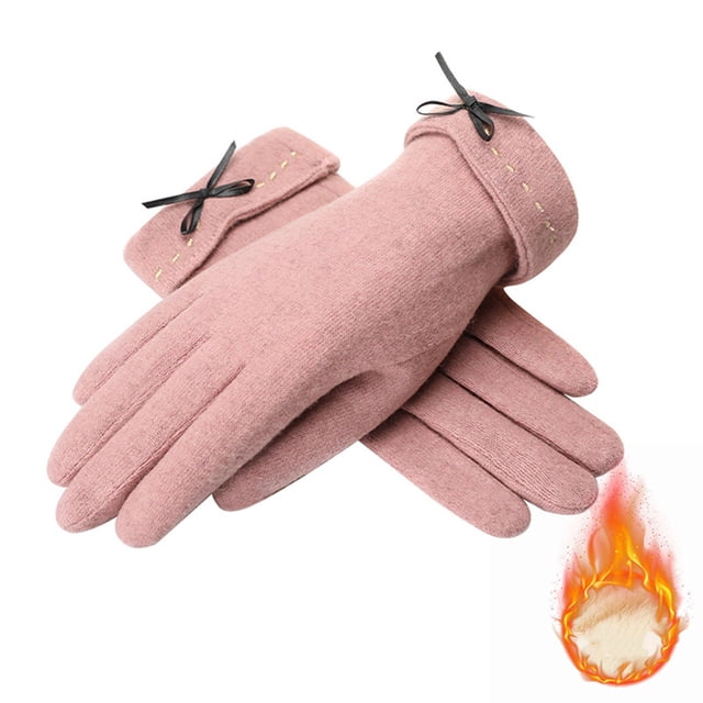 Gants pour Femmes d'Automne et d'Hiver, Couleur Unie, Peluche Épaisse, Isolation, Tous Doigts contre le Froid