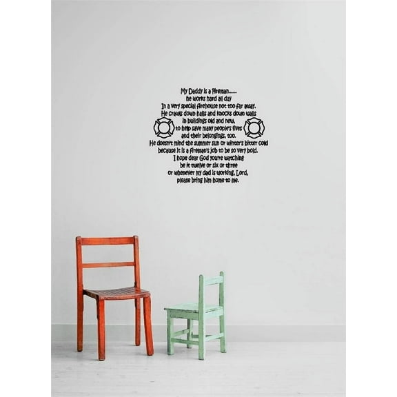 My Daddy Is a Fireman Boys Room Teddy Bear Trains Dino Dinosaurs Tractor Mud Puddles Trucks Airplane Holiday Gift Decorating Ideas Girl Boy Bedroom Wall Decal Sticker - Size: 17 Inch x 17 Inch