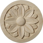 3 1/2"W x 3 1/2"H x 1/2"P Bedford Round Rosette, Rubberwood