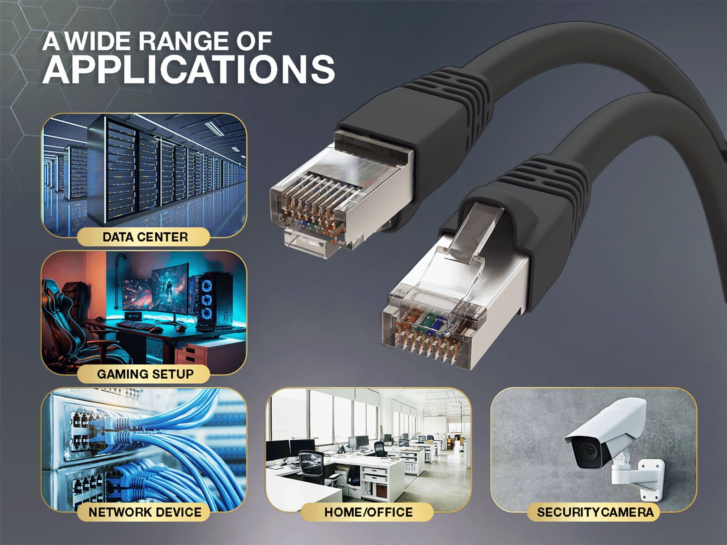 Cable Leader 100ft Cat6 Shielded Ethernet Network Patch Cable STP Snagless 24AWG Bare Copper, Black
