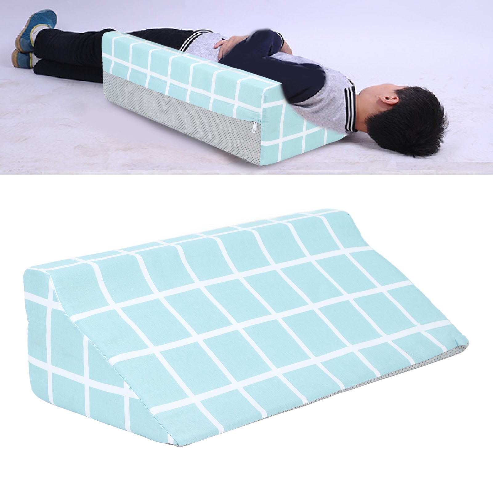 LAZIOEGR R‑Shaped Bedsore Turning Wedge Pillow – 19.7×9.8×5.9in, Soft & Removable, Easy‑Clean, Multi‑Purpose Body Support for Side Sleepers