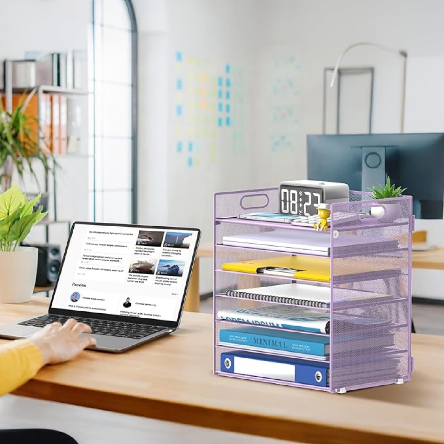 INTIGE 7 Tier Paper Organizer, Mesh Desktop File Holder with Handles for Office