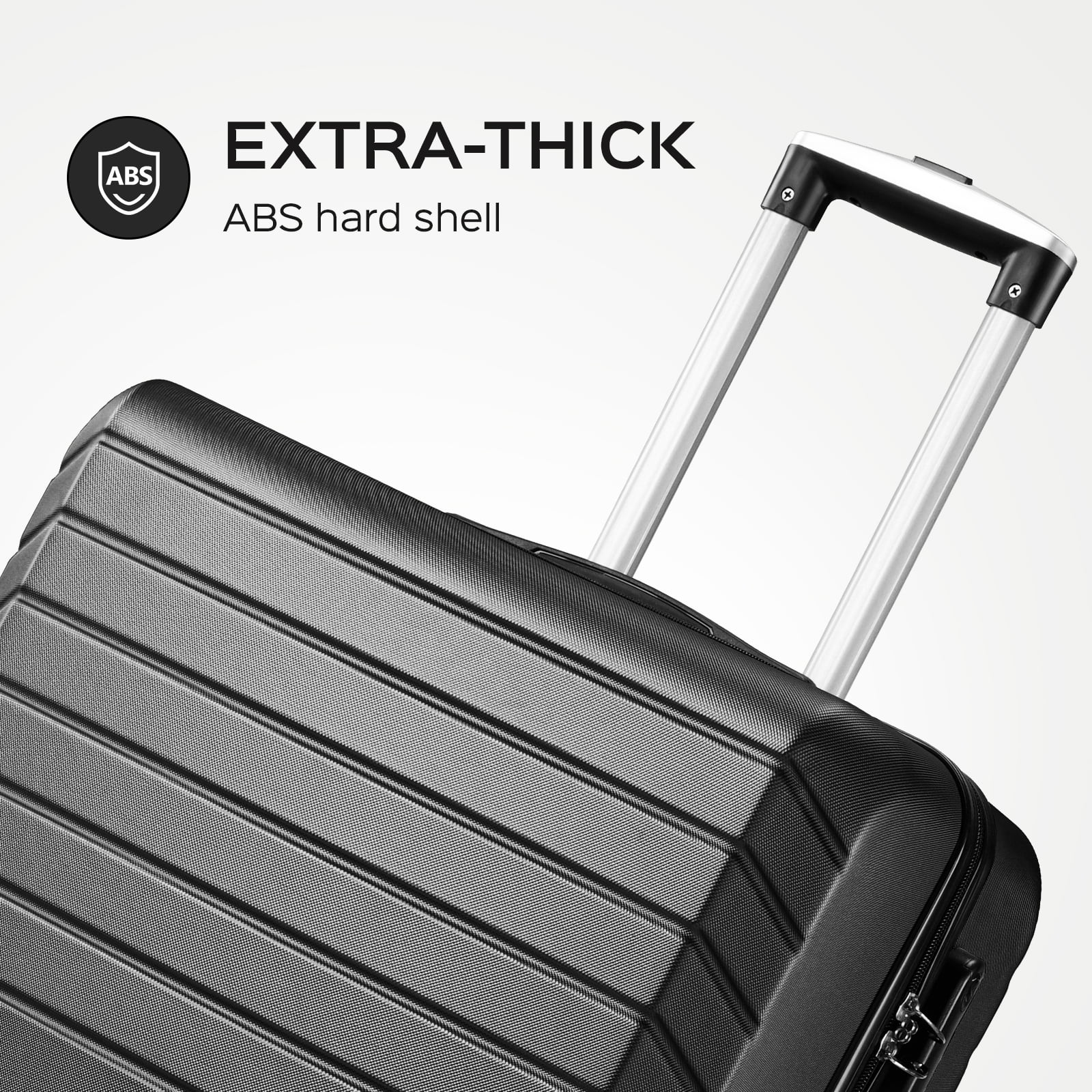 2 Piece Travel Luggage Sets (20"&28") Hardside Suitcase with 7PC Organizer Bags,Black