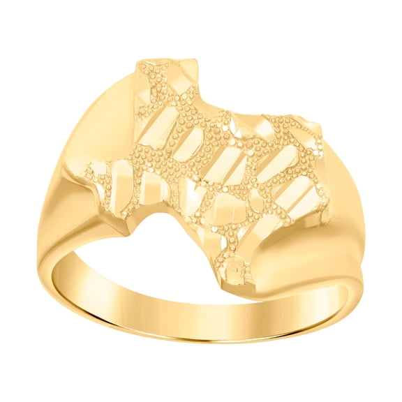 10k Yellow Gold Mens Texas Map Ring 17.4x17.4mm Wide Ring for Men - 3.7 Grams