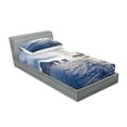 thumbnail image 2 of Ambesonne Nautical Fitted Sheet & Pillow Sham Set, Sailing Boat on Sea, Twinxl, Blue and White, 2 of 2