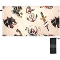 thumbnail image 2 of Dreamtimes Old School Tattoo Beach Towel Quick Dry Absorbent Bath Towels Sandproof Lightweight Towel for Gym Yoga Sports Swimming 31x71in, 2 of 7