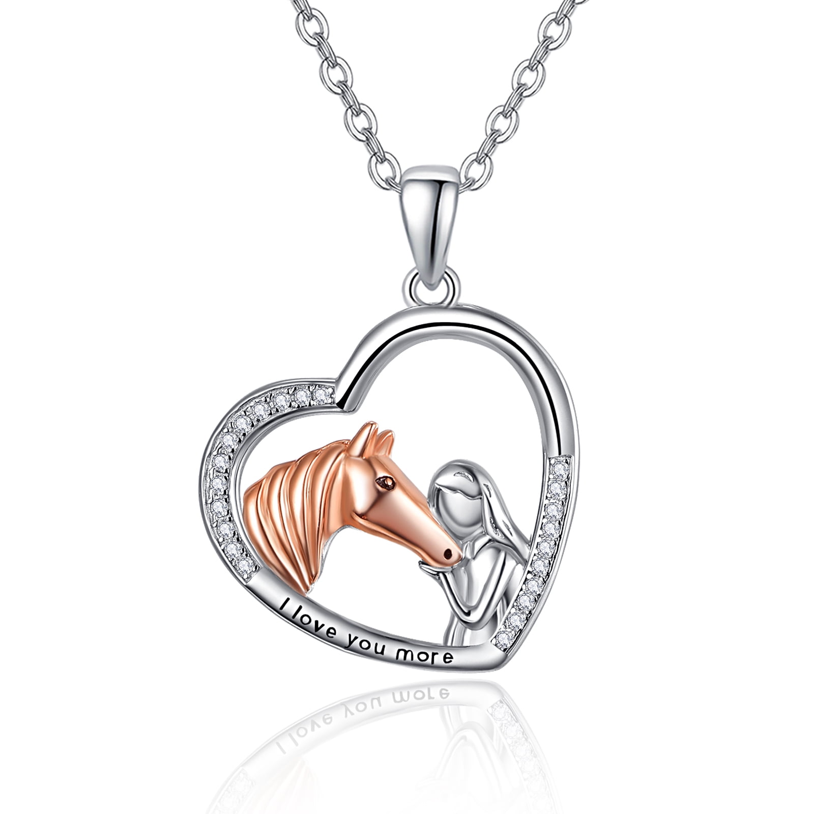 TANGPOET Horse Necklace 925 Sterling Silver Girls with Horse Necklaces