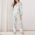 thumbnail image 2 of KLL Colorful Butterfly Print Women's Long Sleeve Pajamas with Pants Sleepwear Loungewear 2 Set-Large, 2 of 7