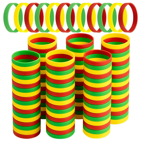 GOGO 120 Pcs Silicone Wristbands for Adults, Social Distancing Colored Rubber Bracelets - Red Yellow Green