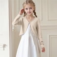 thumbnail image 2 of XXWXYD Girls Long Sleeve Cardigan Little Girls Cute Dressy Cardigan Tops Kids Cropped Bolero Shrugs Cover Up Fall Outfits, 2 of 6