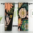 thumbnail image 2 of Lfeey Black Floral Blackout Curtains, Room Darkening Curtains for Living Room, Grommet Window Drapes, 42"x63" 2 Panels, 2 of 6