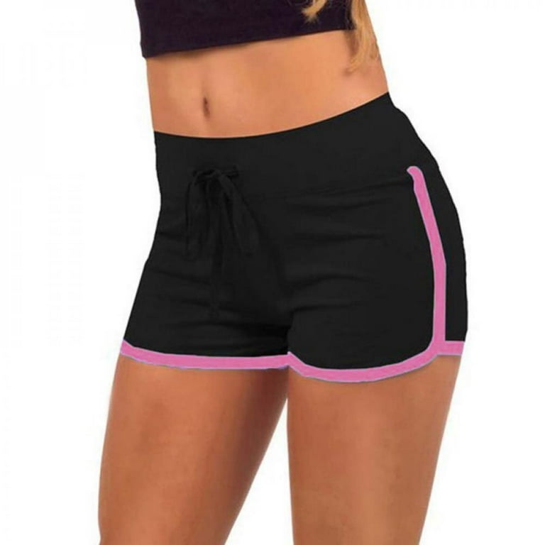 Active Teen Girls Yoga Shorts Dolphin Shorts Drawstring Summer Running  Fitness Gym Dance Workout Shorts,High Waisted Girls Sorts Shorts for PE  Practice Training Fitness,S-XL Black 