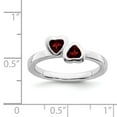 thumbnail image 5 of Stackable Expressions Sterling Silver Garnet Double Heart Stackable Ring, 5 of 5