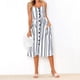 thumbnail image 1 of Vestido Midi Elegante Vestido ajustado de mujer estilo bohemio a rayas de un solo pecho sin espalda traje diario Cgtredaw Negro S para Mujer, 1 of 7