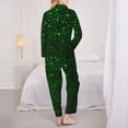 thumbnail image 3 of KLL Green Sparkling Print Women's Long Sleeve Pajamas with Pants Sleepwear Loungewear 2 Set-XX-Large, 3 of 8