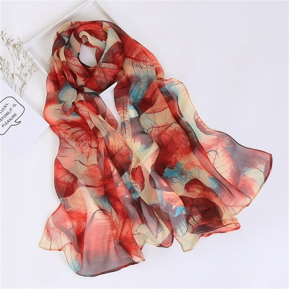 Seductiva Mulberry Silk Scarfs Women Scarfs for Women Lightweight Print Floral Pattern Scarf Shawl Fashion Scarves Sunscreen Shawls and Wraps for Spring Polyester Scarf 1PC