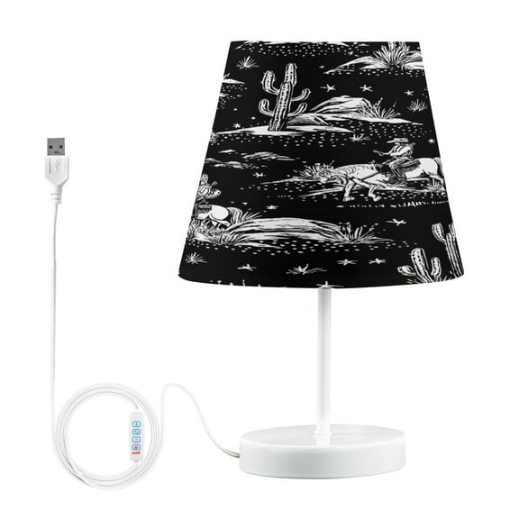 Ryvnso LED Bedside Table Lamp Cowboy Horses Bedroom Desk Lamps Nightstand Lampshade M