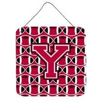 Letter Y Football Crimson and White Wall or Door Hanging Prints