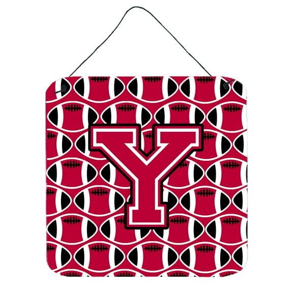 Letter Y Football Crimson and White Wall or Door Hanging Prints