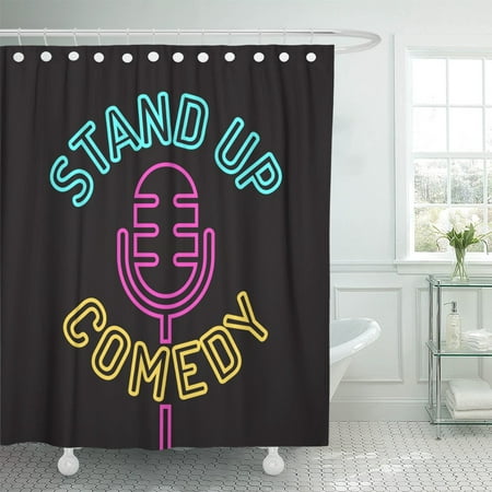 PKNMT Red Event Stand Up Comedy on Laugh Mic Open Shower Curtain 60x72