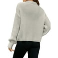thumbnail image 3 of HUBERY Women Lapel V Neck Ribbed Knitted Long Sleeve Solid Color Pullover Sweater, 3 of 5