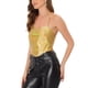 thumbnail image 4 of INSPIRAR CHIC Top de Mujer Metalizado Corto con Cuello Halter Brillante Tapa M Oro, 4 of 5