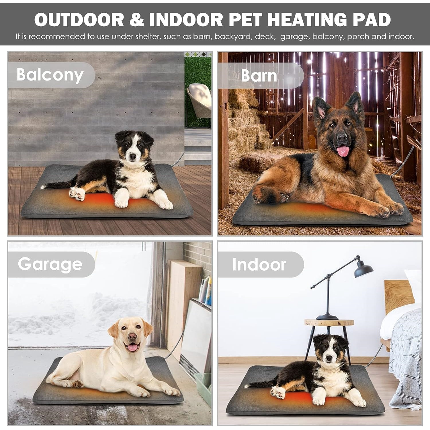 Outdoor Heated Pet Bed with Waterproof Cover,Pet Heating Pads for Dog,Soft Electric Blanket Auto Temperature Control,Heating Mat for Dog House Cabin Cot Doorway, XL