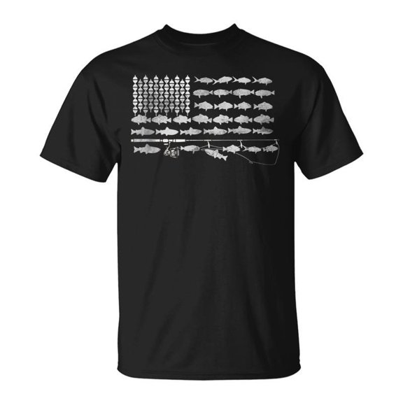 American Fishing Rod Flag V2 Men Women Tshirt Graphic Print Unisex