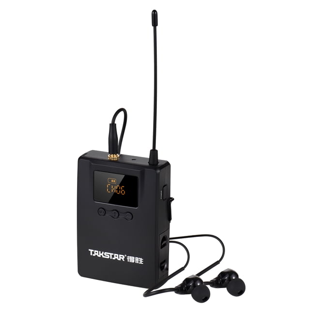 Receptor de audio Receptor de audio inalámbrico TAKSTAR WPM-300R con auricular en la oreja Receptor de petaca UHF Pantalla digital LED para estudio de escenario Interpretación simultánea Abanopi Receptor de audio