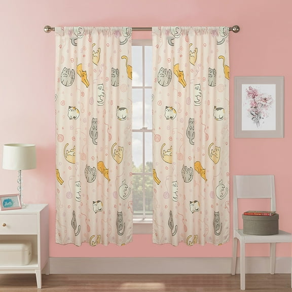 Kidz Mix Sleepy Cats Window Panel Pair - 63"