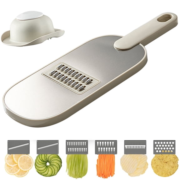 Fmxomd Multifunctional Mandoline Slicer - 6 Blades Interchangeable, Handheld Vegetable Cutter for Kitchen, Onion, Garlic, Safe Food Slicer