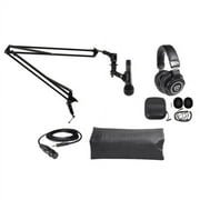 Audio Technica 1-Person PC Podcasting Podcast Bundle wMicrophone+Boom+Headphones