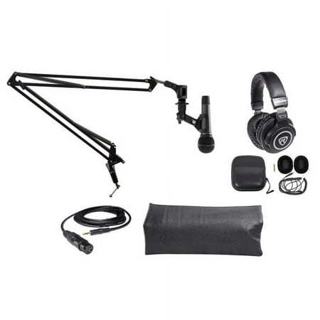 Audio Technica 1-Person PC Podcasting Podcast Bundle wMicrophone+Boom+Headphones