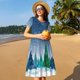 thumbnail image 4 of Balery Christmas Trees Vestidos sueltos de manga corta para mujer, vestidos de verano 2025, vestidos casuales de corte A con vuelo., 4 of 6