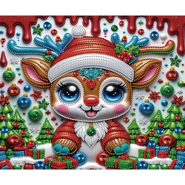 Kit Con Forma Especial Parcial 5D DIY Alce Navideño 30x35cm