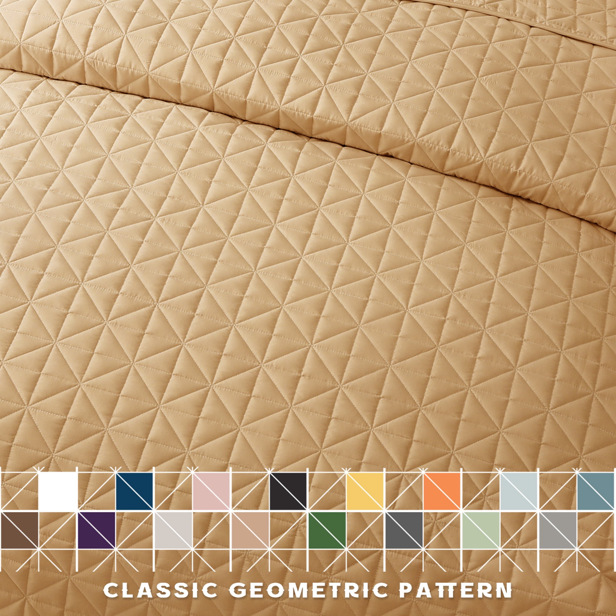 Exclusivo Mezcla Twin Quilt Bedding Set, Lightweight Soft Camel Twin Bedspreads Coverlets with Geometric Stitched Pattern