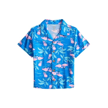 Wonder Nation Toddler Boys Camp Shirt with Short Sleeves, Sizes 12M-5T