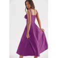 thumbnail image 3 of Eternatastic Women's Corset Dress Sleeveless Split Flowy Midi Dress French Style Spaghetti Strap Beach Vacation Dress M Purple, 3 of 5