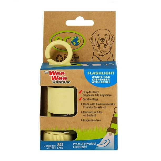 Four Paws Eco Waste Bag Dispenser W/Light 2Rolls