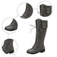 thumbnail image 6 of Knee High Boots Women Lace up Cap Toe Tall Riding Boots Vintage Leather Zipper Low Heel Over the Knee Motorcycle Boots, 6 of 6
